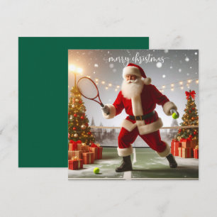 Tennis Christmas with Santa Claus Holiday Card