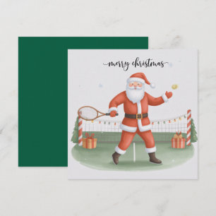 Tennis Christmas with Santa Claus Holiday Card