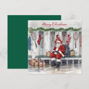 Tennis Christmas with Santa Claus Holiday Card
