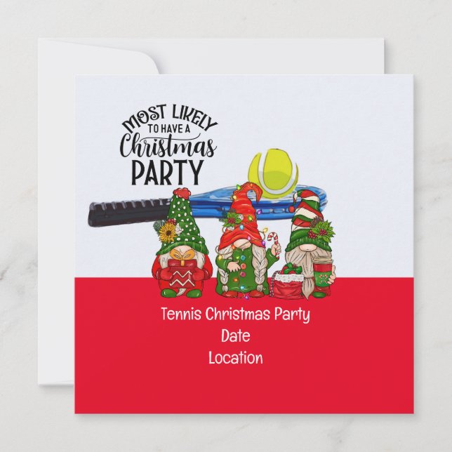 Tennis Christmas with Santa Claus Mostly Likely  Invitation (Front)