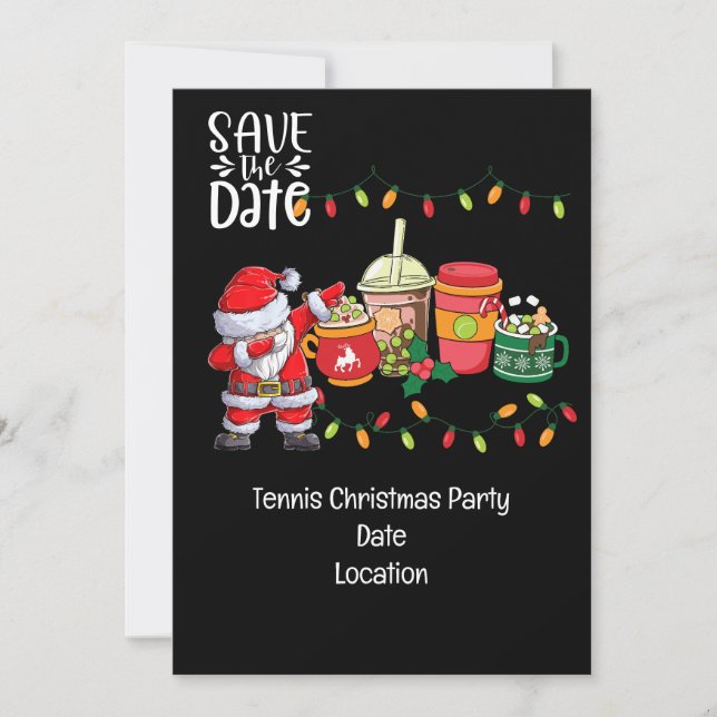 Tennis Christmas with Santa Claus Mostly Likely  Invitation (Front)
