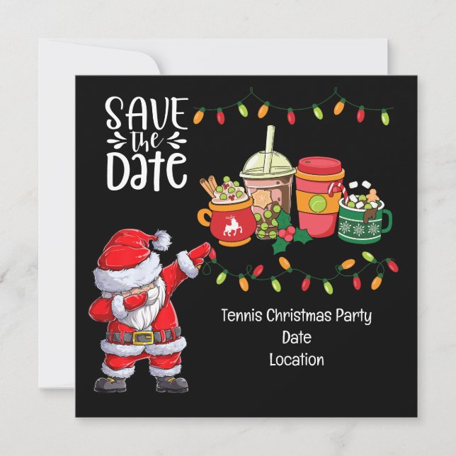 Tennis Christmas with Santa Claus Mostly Likely  Invitation (Front)