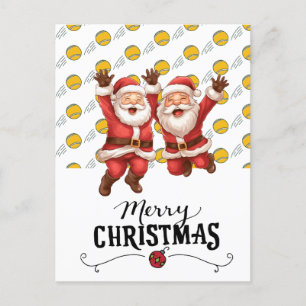 Tennis Christmas with Santa Claus on Balls Holiday Postcard