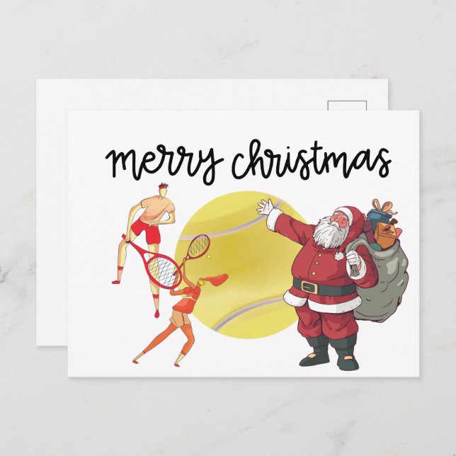 Tennis Christmas with Santa Claus  Postcard (Front/Back)