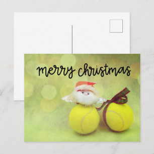 Tennis Christmas with Santa Claus Postcard