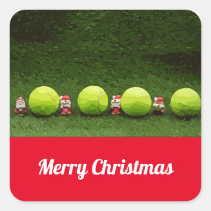 Tennis Christmas with Santa Claus Square Sticker
