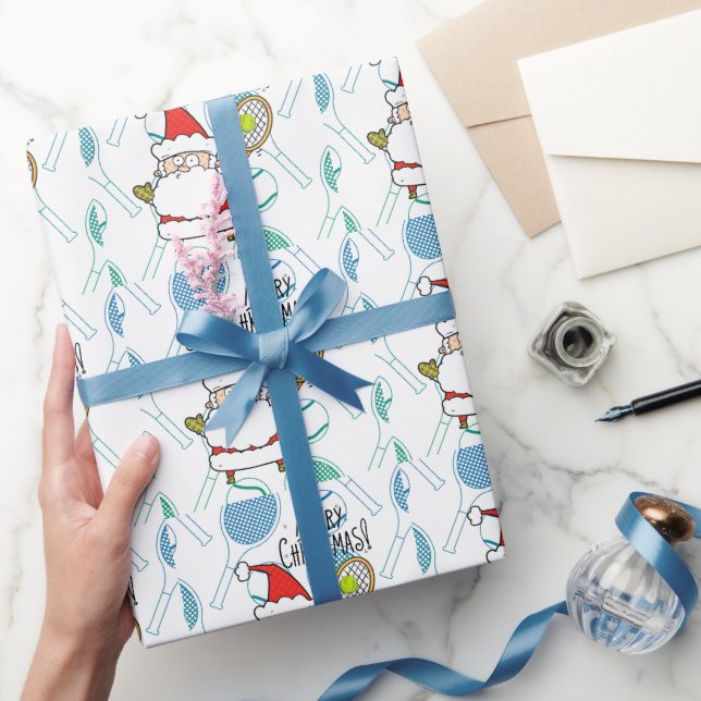 Tennis Christmas with Santa CLAUS  Wrapping Paper (Gifting)
