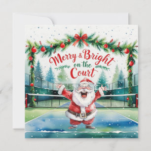 Tennis Christmas with Santa on the court  Holiday Card