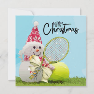 Tennis Christmas with Snowman and Tennis ball Card