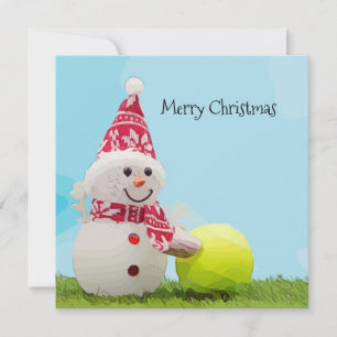 Tennis Christmas with Snowman and Tennis ball Card