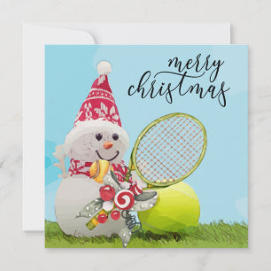 Tennis Christmas with Snowman and Tennis ball Card