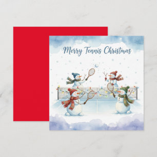 Tennis Christmas With Snowman Festive Holiday Card