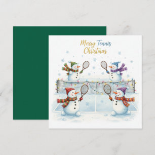 Tennis Christmas With Snowman Festive Holiday Card