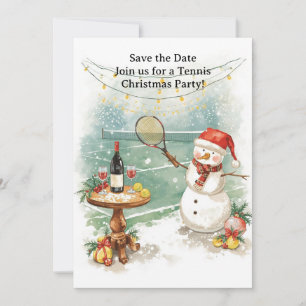 Tennis Christmas with Snowman  Invitation