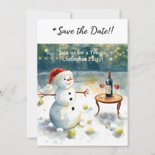 Tennis Christmas with Snowman  Invitation
