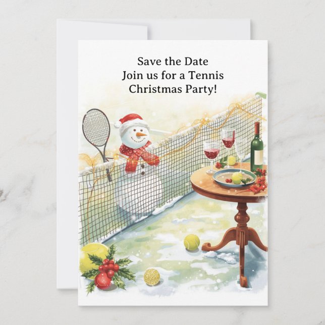 Tennis Christmas with Snowman  Invitation (Front)