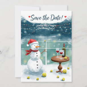 Tennis Christmas with Snowman  Invitation