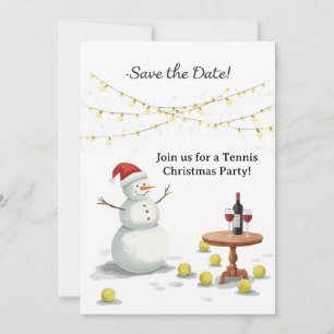 Tennis Christmas with Snowman  Invitation