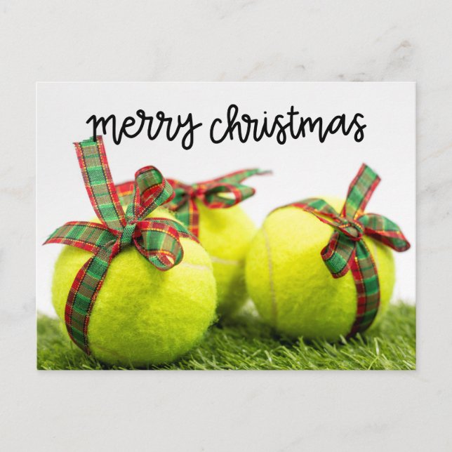 Tennis Christmas with Tennis ball and gifts Card (Front)
