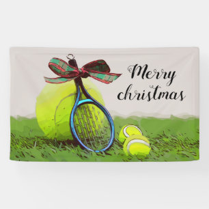 Tennis Christmas with tennis ball and racket Banner