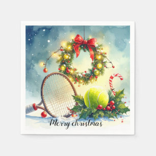 Tennis Christmas with tennis ball and racket Napkin