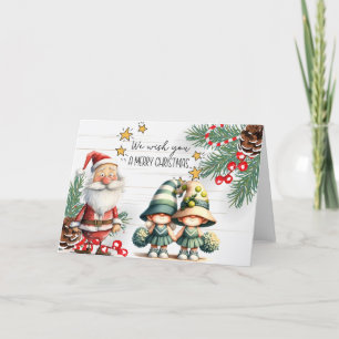 Tennis Christmas with tennis ball and Santa Claus Holiday Card