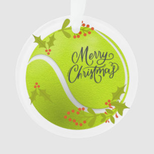 Tennis Christmas with tennis ball and Santa   Ornament
