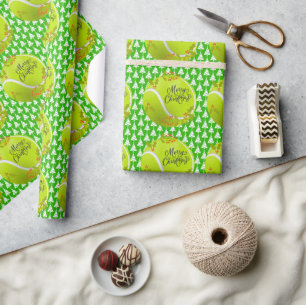 Tennis Christmas with tennis ball and Santa Wrapping Paper