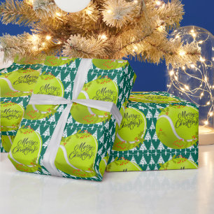 Tennis Christmas with tennis ball and Santa Wrapping Paper