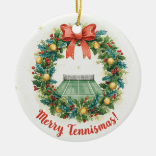 Tennis Christmas with tennis ball  Ceramic Tree Decoration