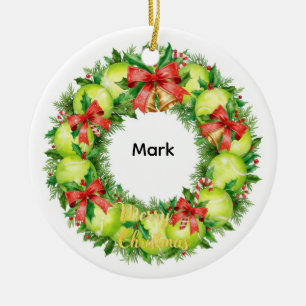 Tennis Christmas with tennis ball Ceramic Tree Decoration