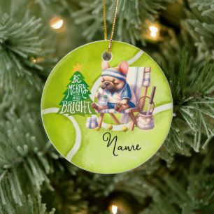 Tennis Christmas with tennis ball for boy player Ceramic Tree Decoration