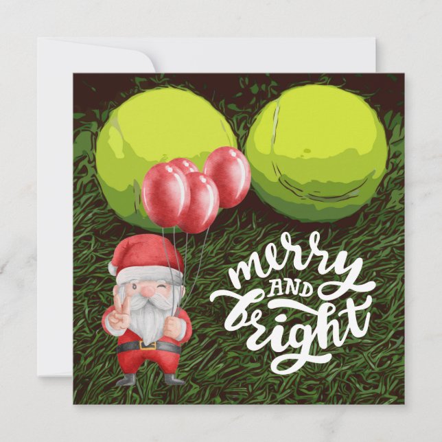 Tennis Christmas with tennis ball for player  Holi Holiday Card (Front)