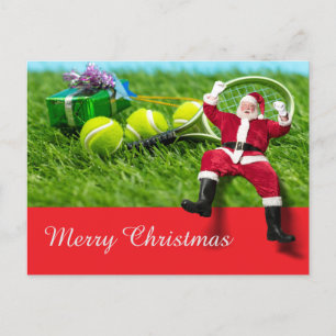 Tennis Christmas with tennis ball  gift ornament H Holiday Postcard