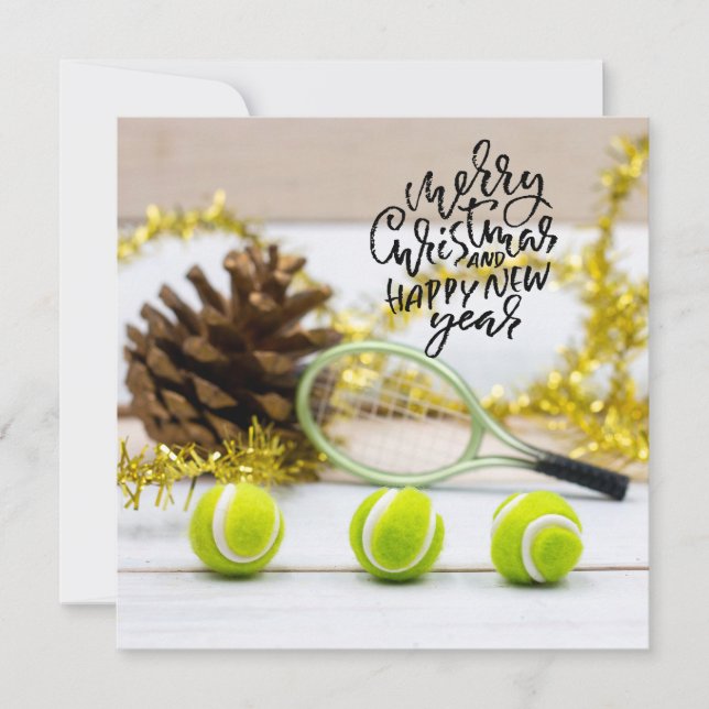 Tennis Christmas with tennis ball  Holiday Card (Front)