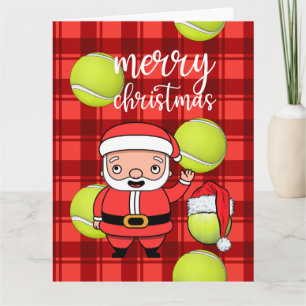 Tennis Christmas with tennis ball Santa Claus  Card