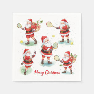 Tennis Christmas with tennis ball Santa Claus   Napkin