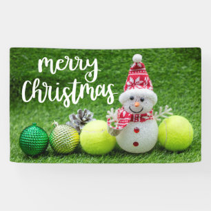 Tennis Christmas with tennis ball with Snowman  Banner