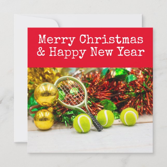 Tennis Christmas with tennis themed  Holiday Card (Front)