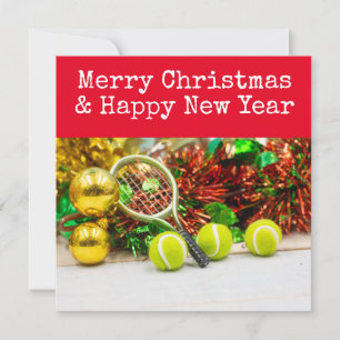Tennis Christmas with tennis themed  Holiday Card
