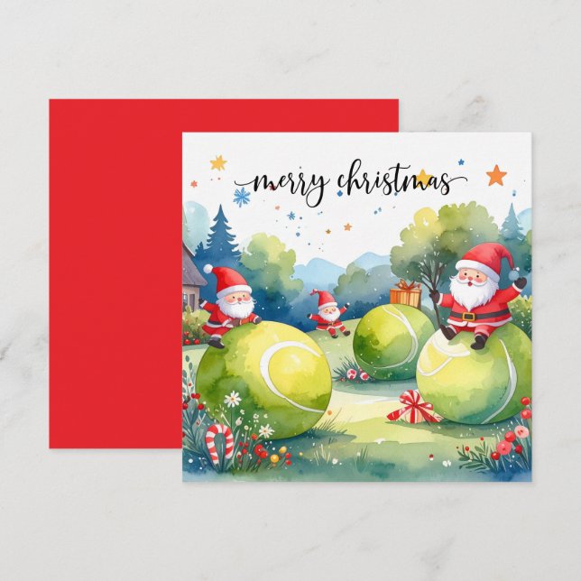Tennis Christmas with tennis themed  Holiday Card (Front/Back)