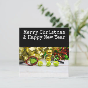 Tennis Christmas with tennis themed Holiday Card