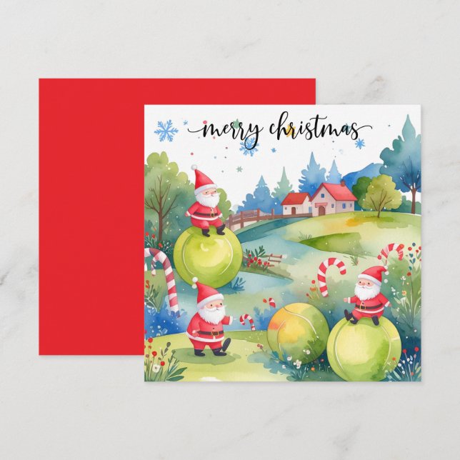 Tennis Christmas with tennis themed  Holiday Card (Front/Back)