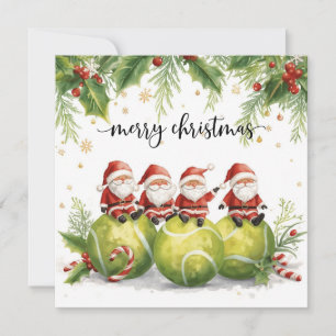 Tennis Christmas with tennis themed Holiday Card