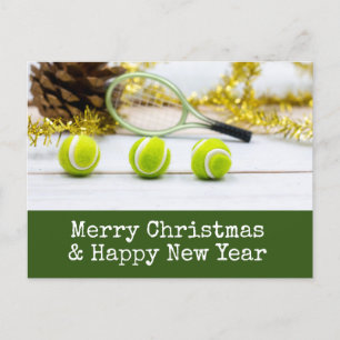 Tennis Christmas with tennis themed  Holiday Postcard