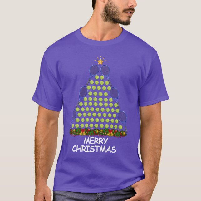 Tennis Christmasree Merry Christmas family T-Shirt (Front)