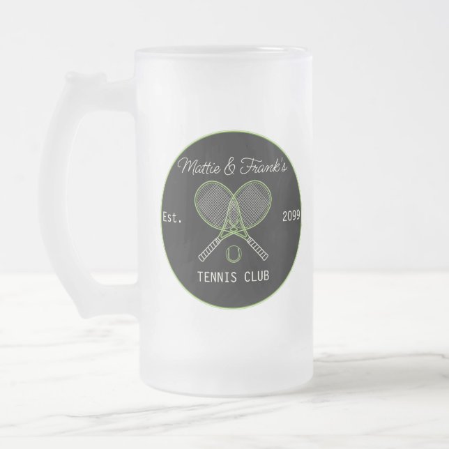 Tennis Club Bar Lounge Frosted Glass Beer Mug (Left)
