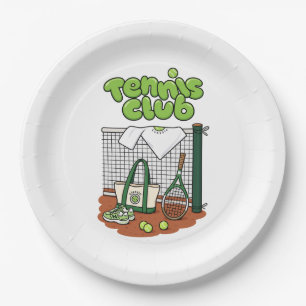 Tennis Club Classic Sports Graphic – Green Tennis  Paper Plate