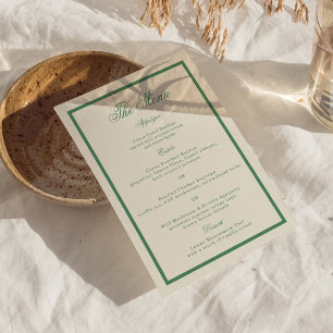 Tennis Club Green Preppy Stripe Wedding Menu Card