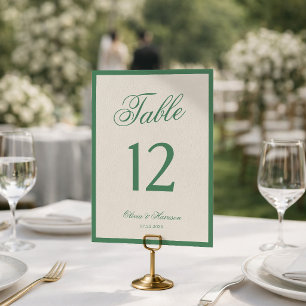 Tennis Club Green Preppy Wedding Table Number